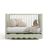 crib with drawer open sage in daybed conversion