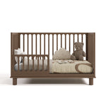 sicily hazelnut crib toddler bed conversion with bedding and teddy bear