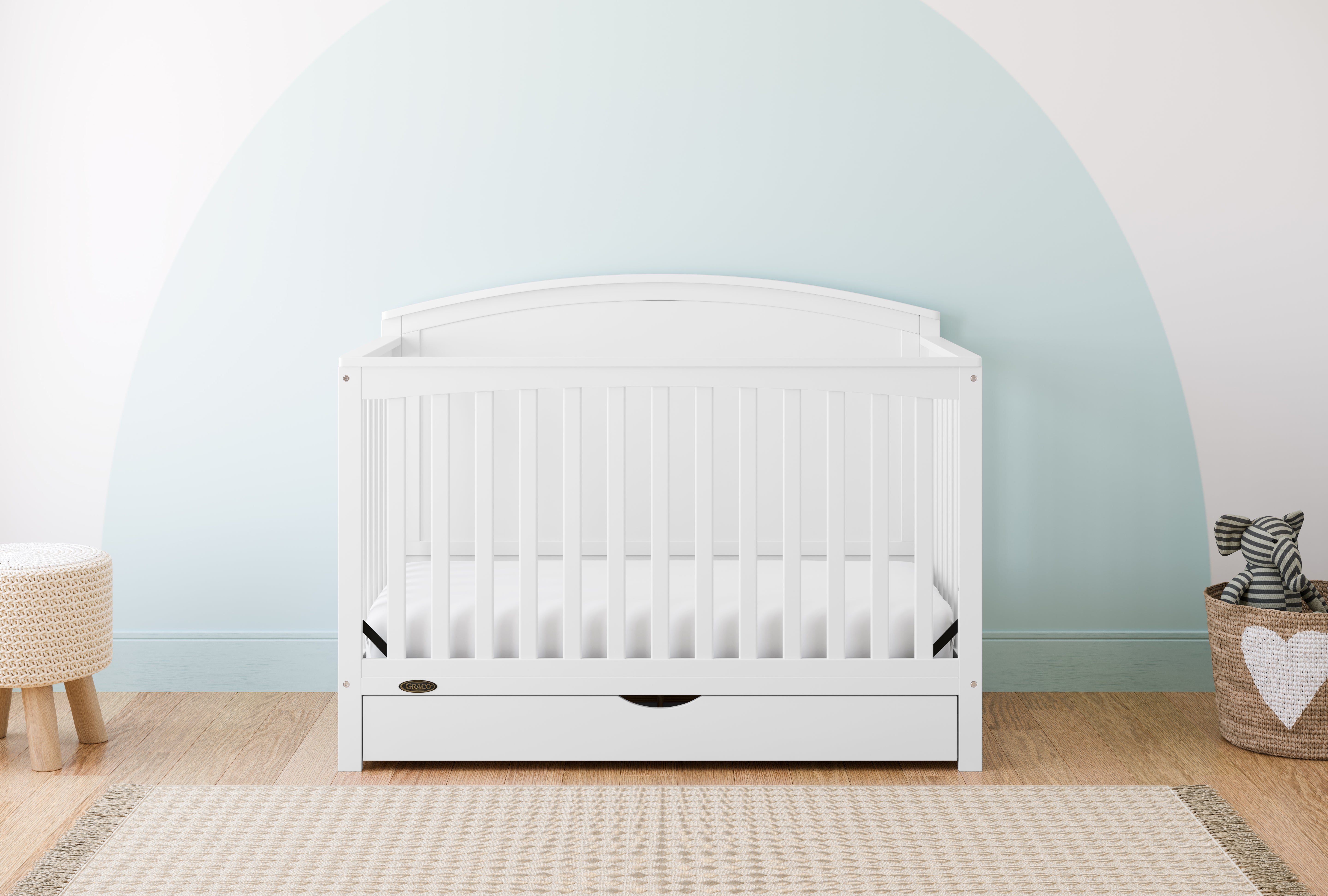 Graco® Bellwood® 5-in-1 Convertible Crib with Drawer.