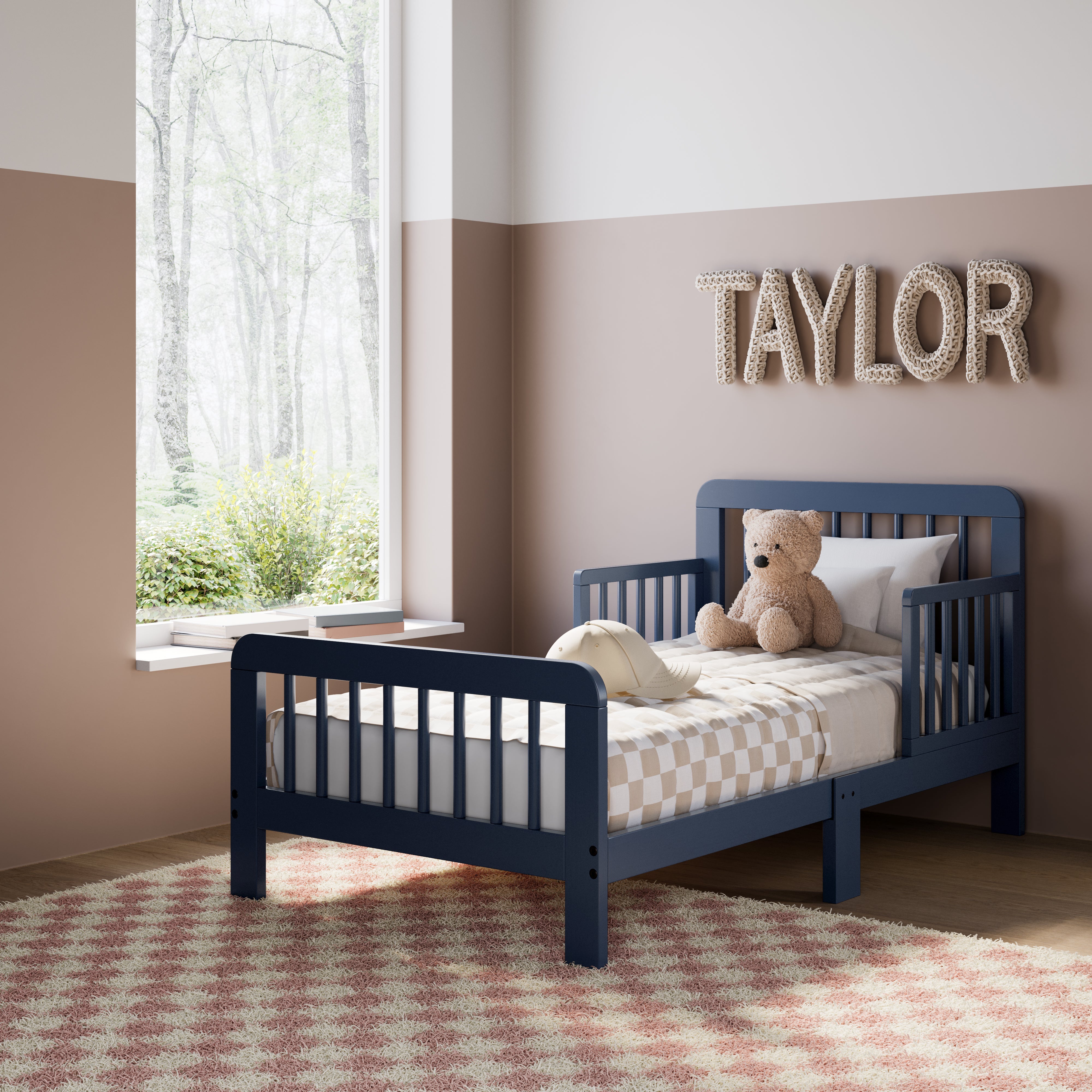 Pasadena midnight blue toddler bed in kids room