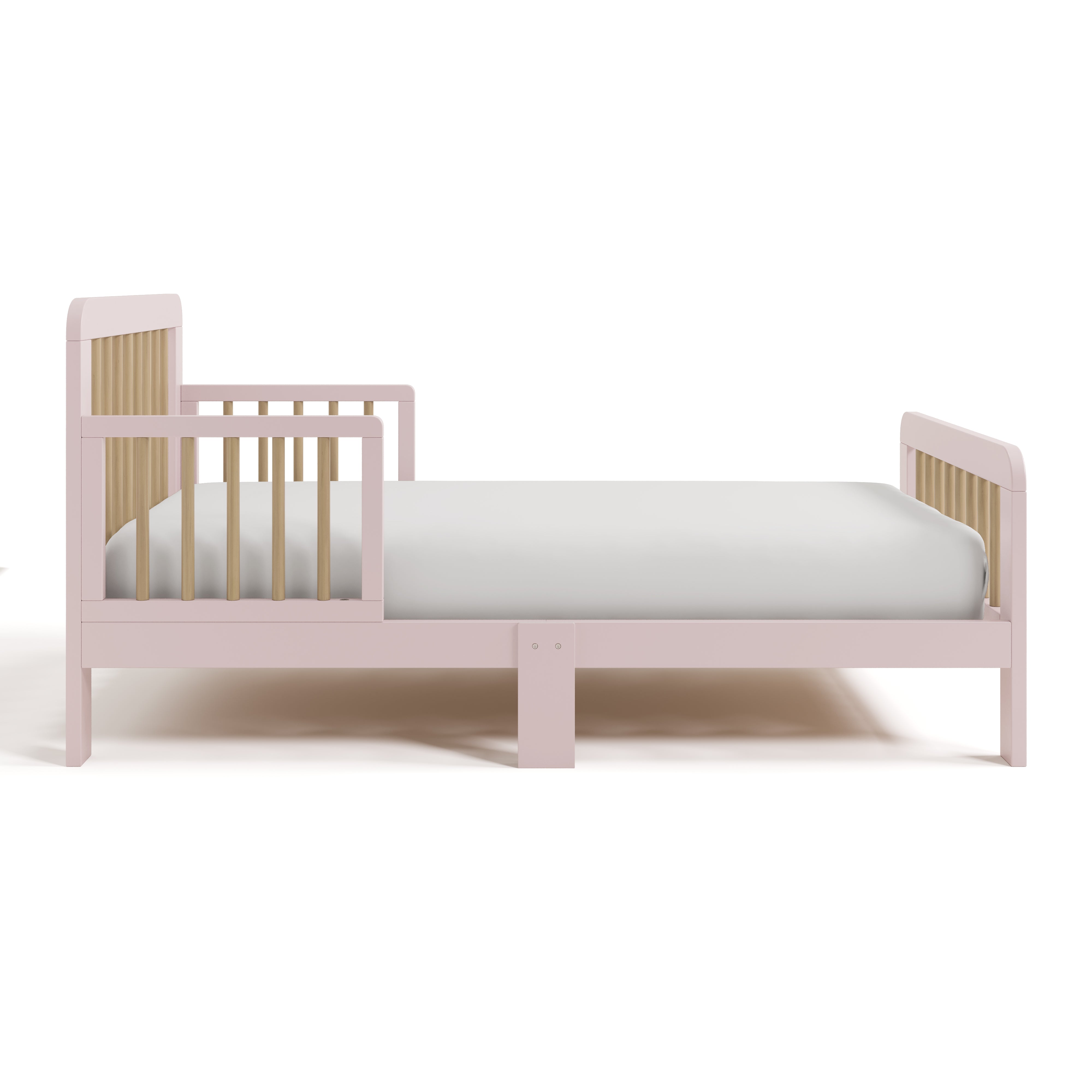 Pasadena blush with driftwood toddler bed side view