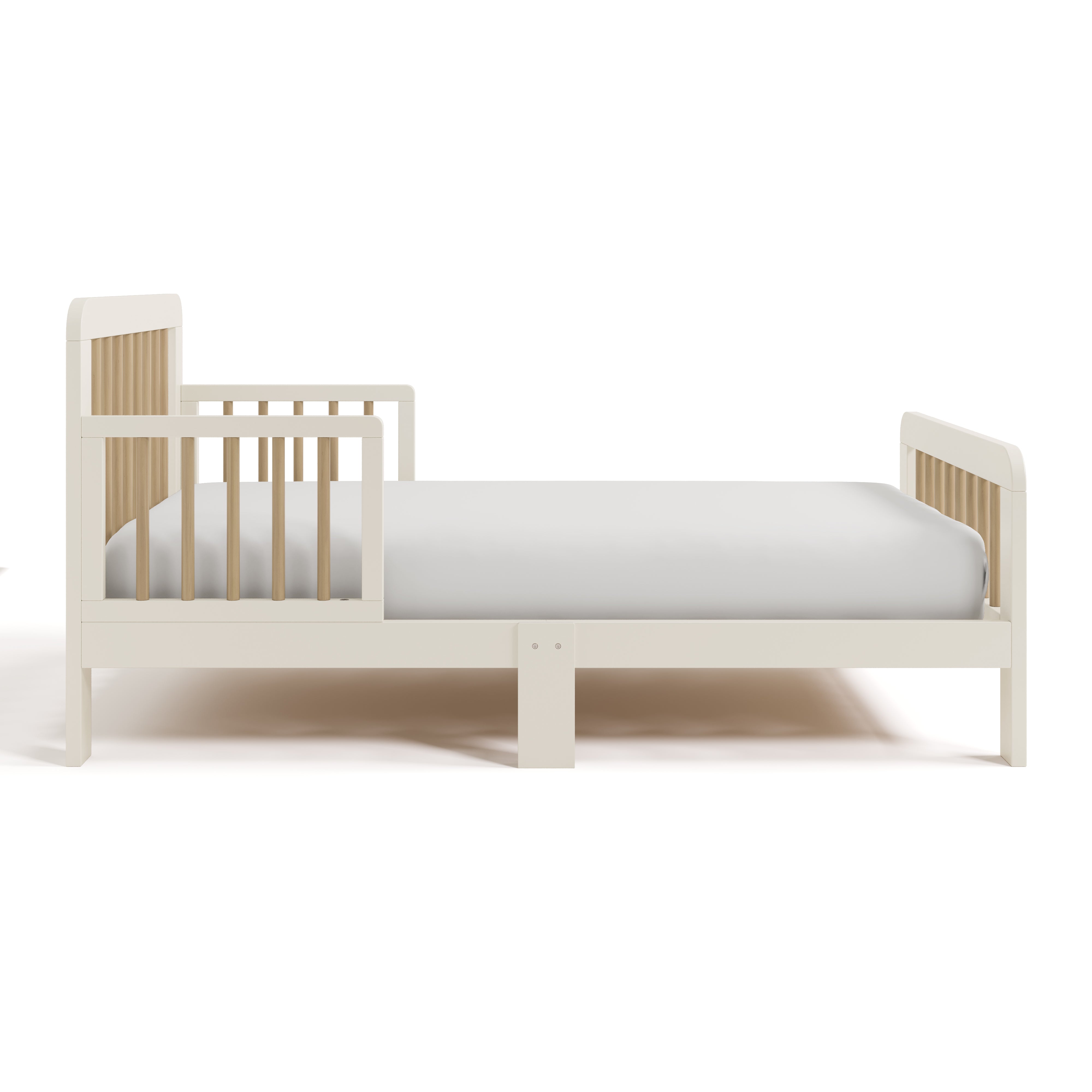 Pasadena frosted oat with driftwood toddler bed side view