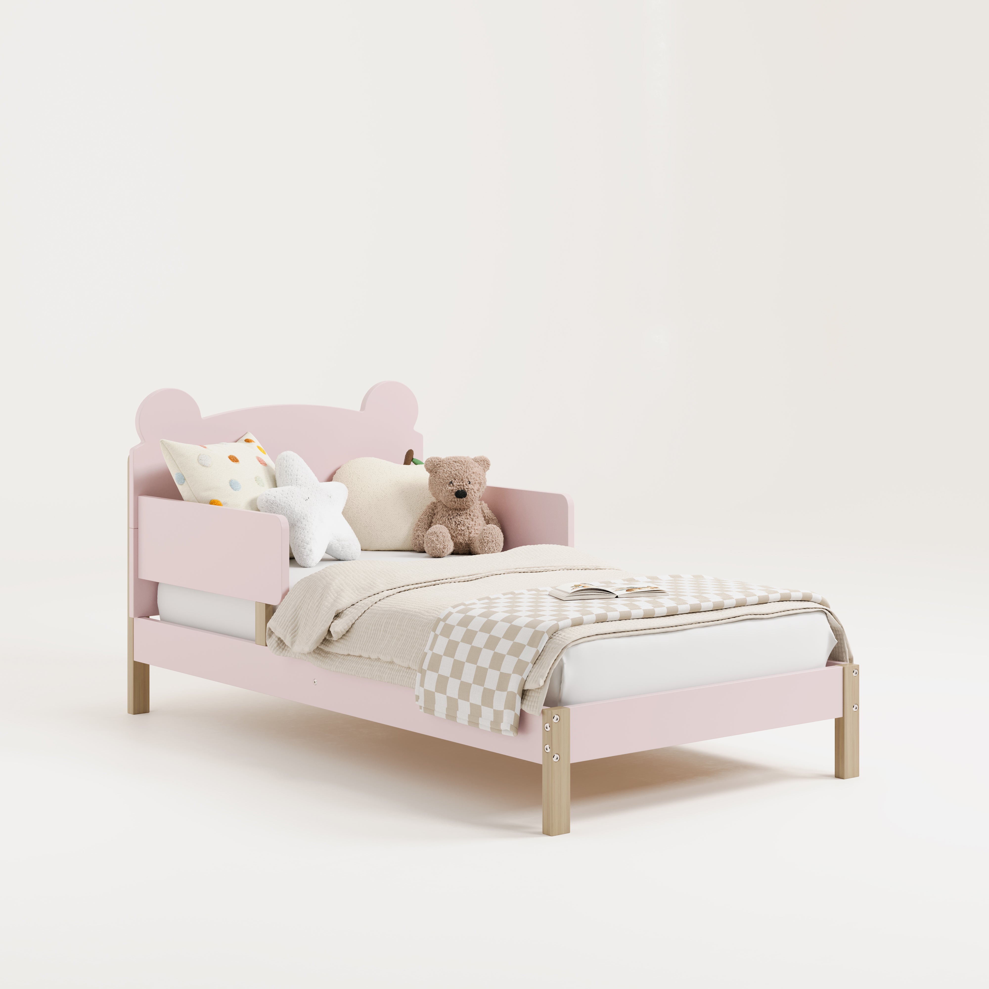 Storkcraft® Teddy Bear Toddler Bed with Guardrails.