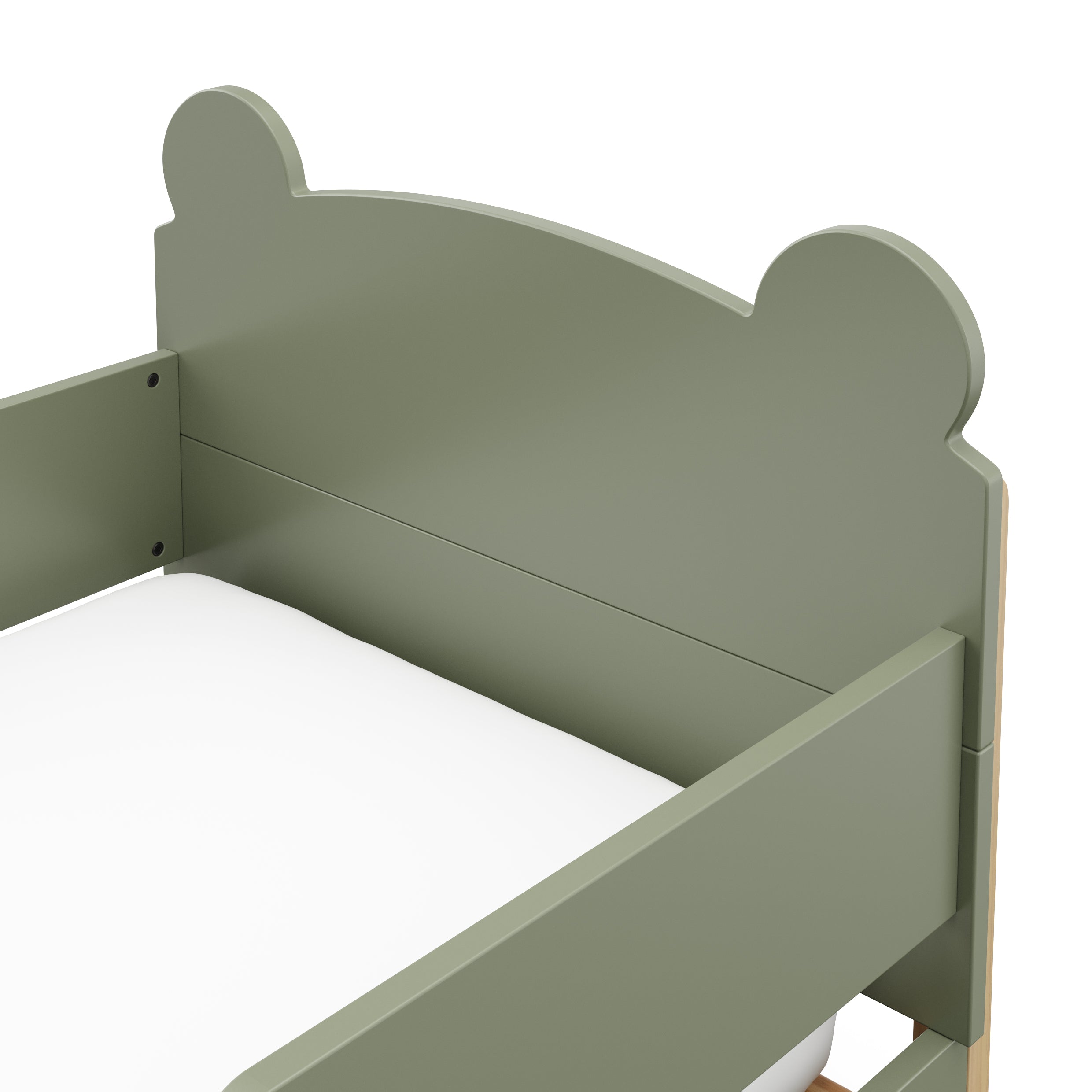 Storkcraft® Teddy Bear Toddler Bed with Guardrails.