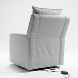 Recliner glider, backrest view with charger (Salt & Pepper Boucle)