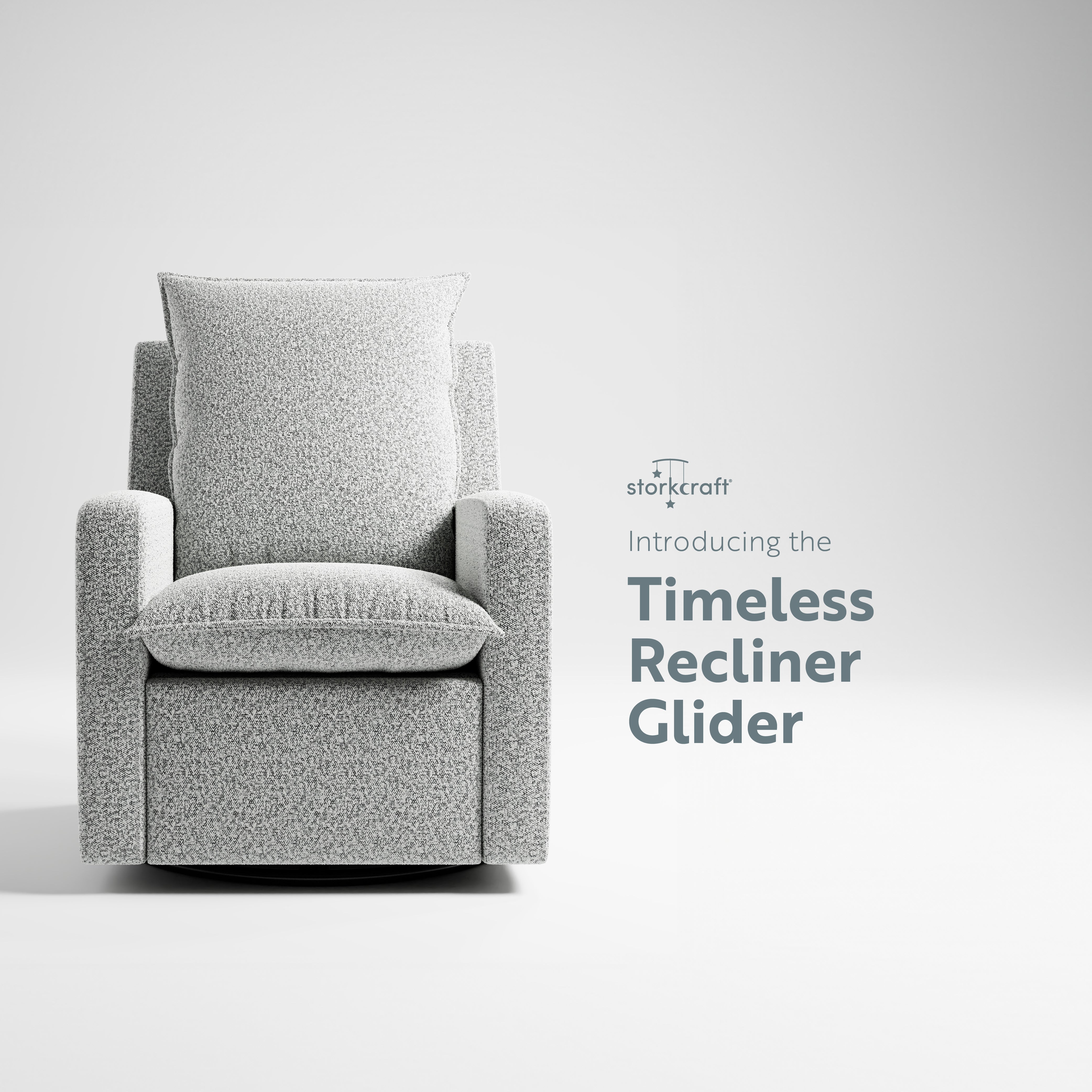 Recliner Glider  - Front view  (Salt & Pepper Boucle)