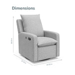 Recliner Glider  - Angle view showing dimensions (Salt & Pepper Boucle)