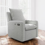 Recliner Glider  in nursery - Angle view (Salt & Pepper Boucle) 