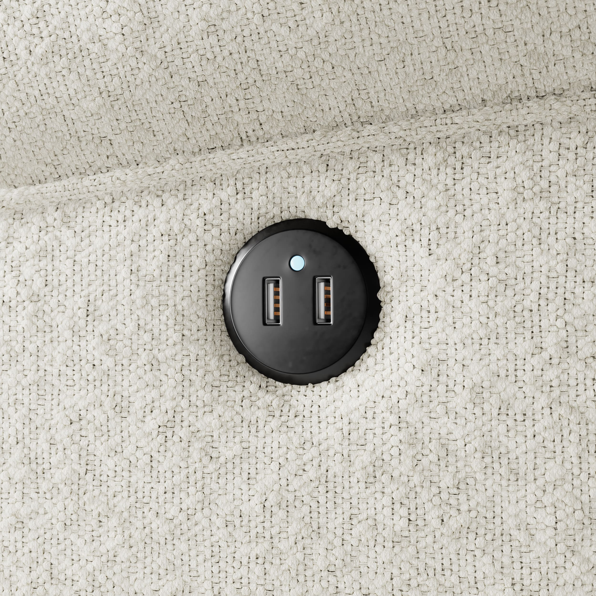 USB port on a recliner glider (Ivory Boucle) 