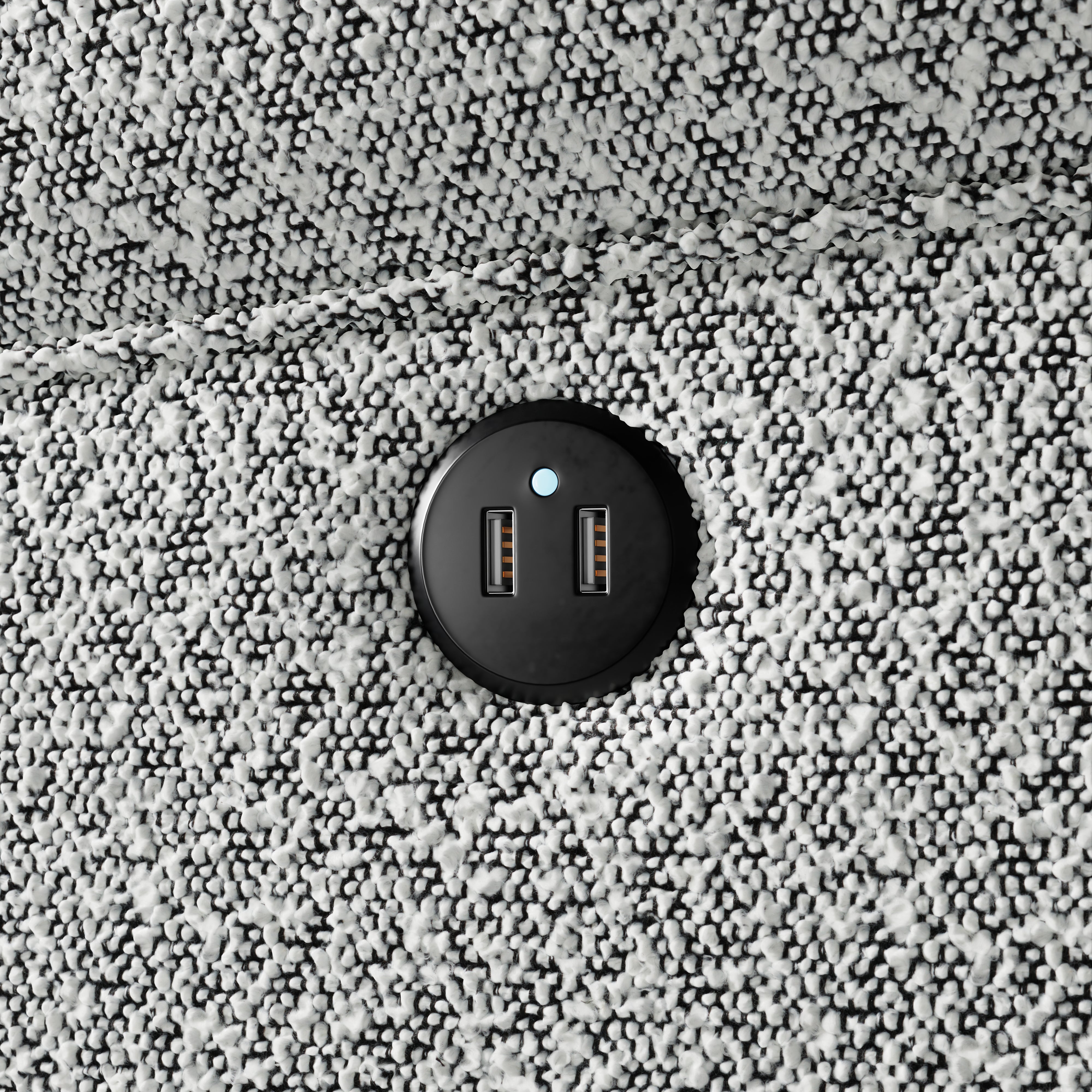 USB port on a recliner glider (Salt & Pepper Boucle) 