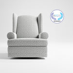 Recliner Glider  - Front view  with certification  (Salt & Pepper Boucle)