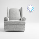 Recliner Glider  - Front view  with certification  (Salt & Pepper Boucle)