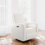 Ivory basketweave reclining glider in nursey