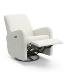 Bellwood ivory boucle power recliner angle view with footrest up