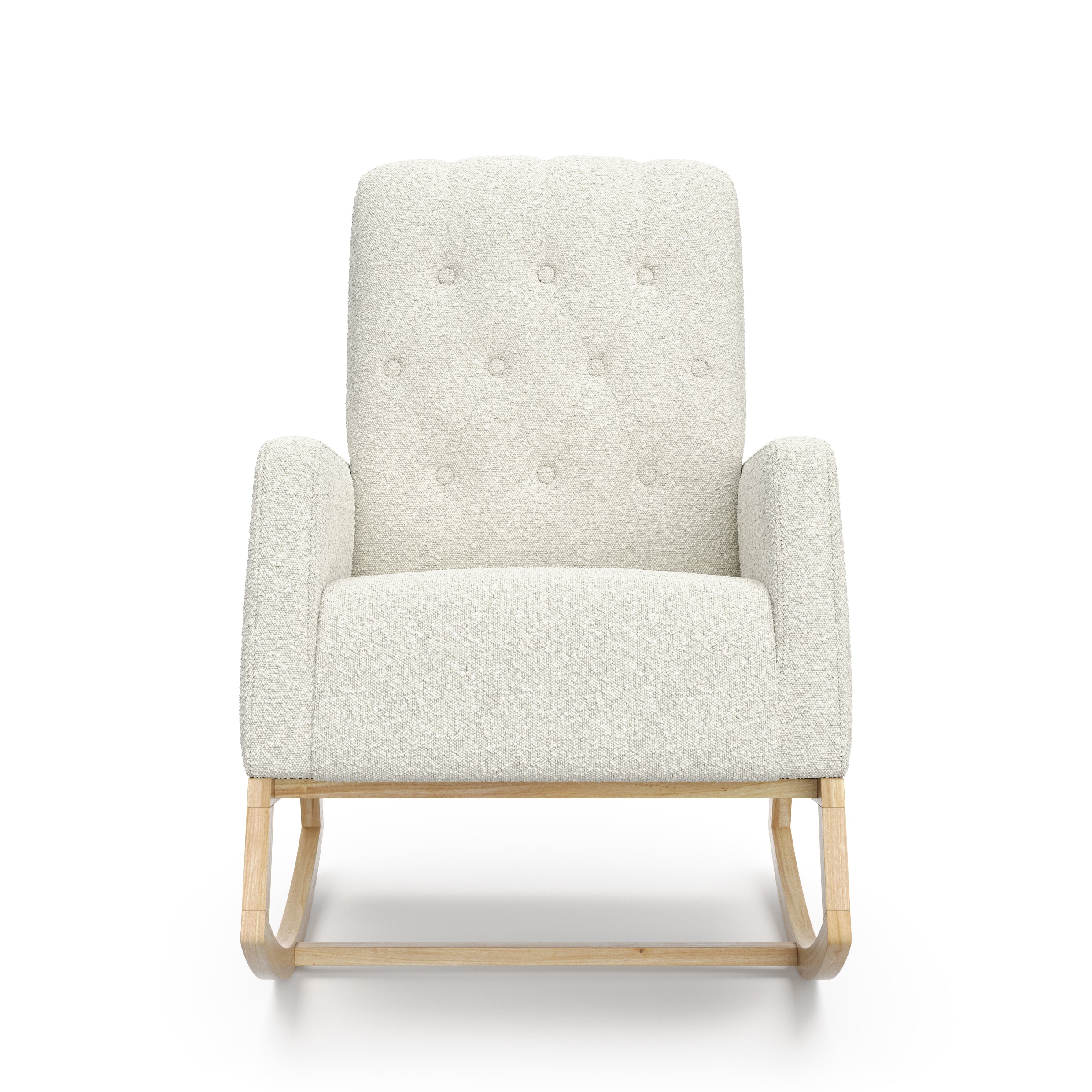 Natural with ivory boucle fabric rocker front