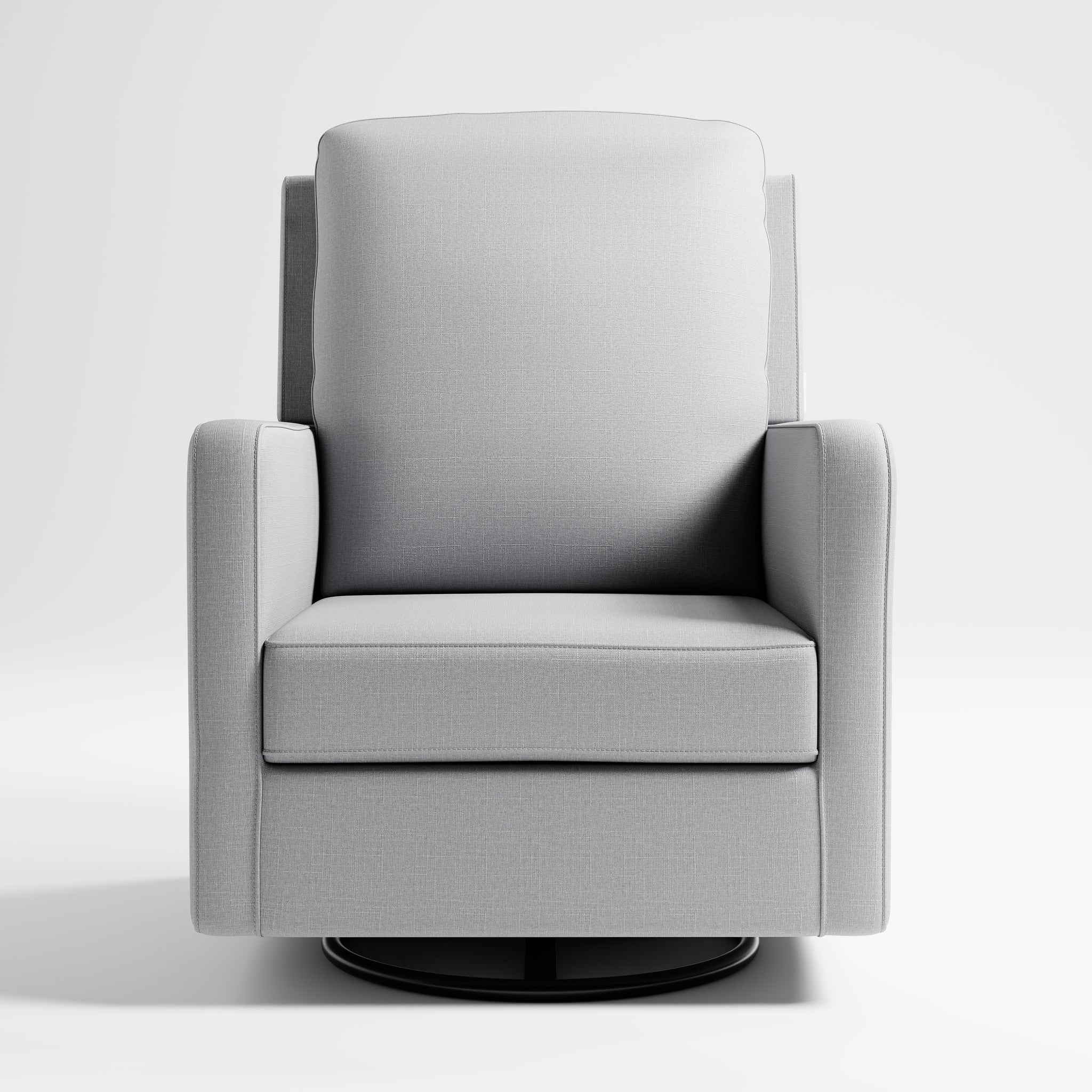 Front view of swivel glider with fog fabric
