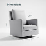 Swivel Glider  - Angled view showing dimensions (Fog)