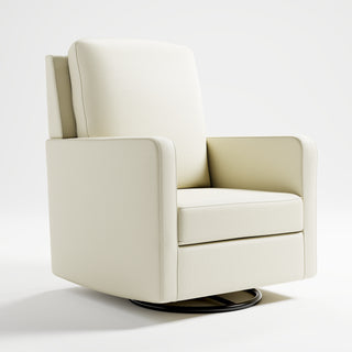 Pearl-colored swivel glider in angled view