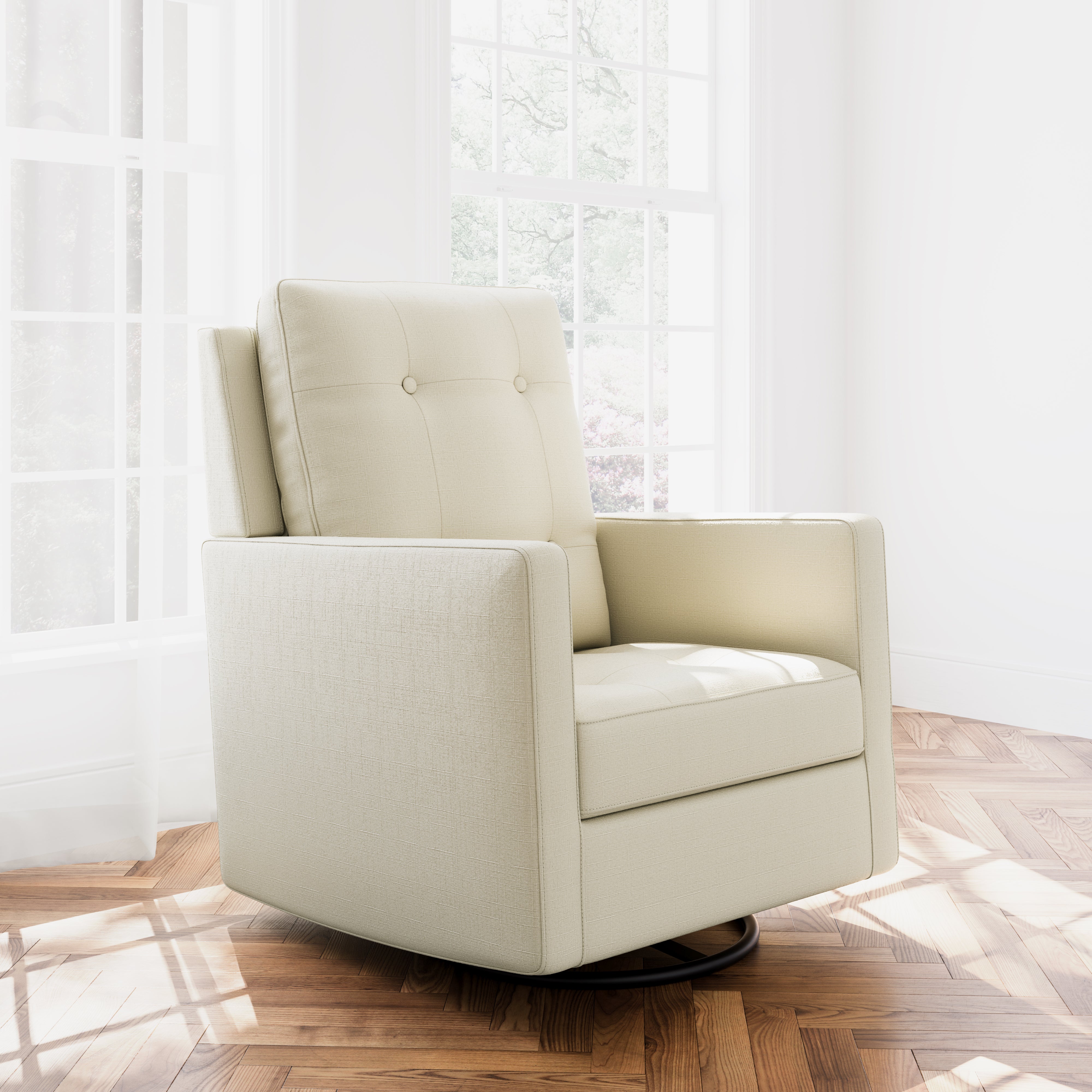 Storkcraft davenport upholstered swivel fashion glider