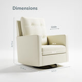 Swivel Glider  - Angled view showing dimensions (pearl)