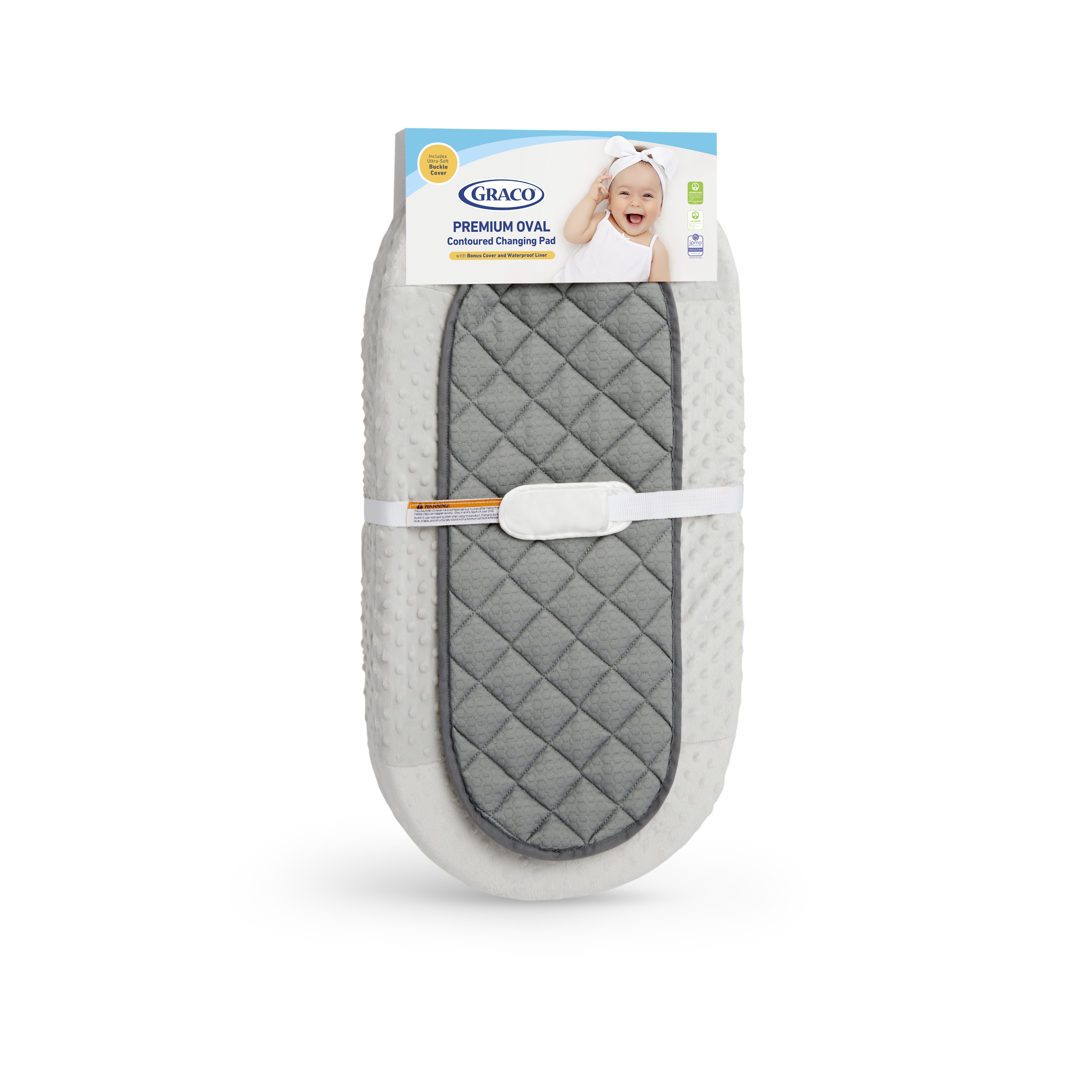 Graco® Oval Contoured Changing Pad with Bonus Cover and Water-Resistant Liner.