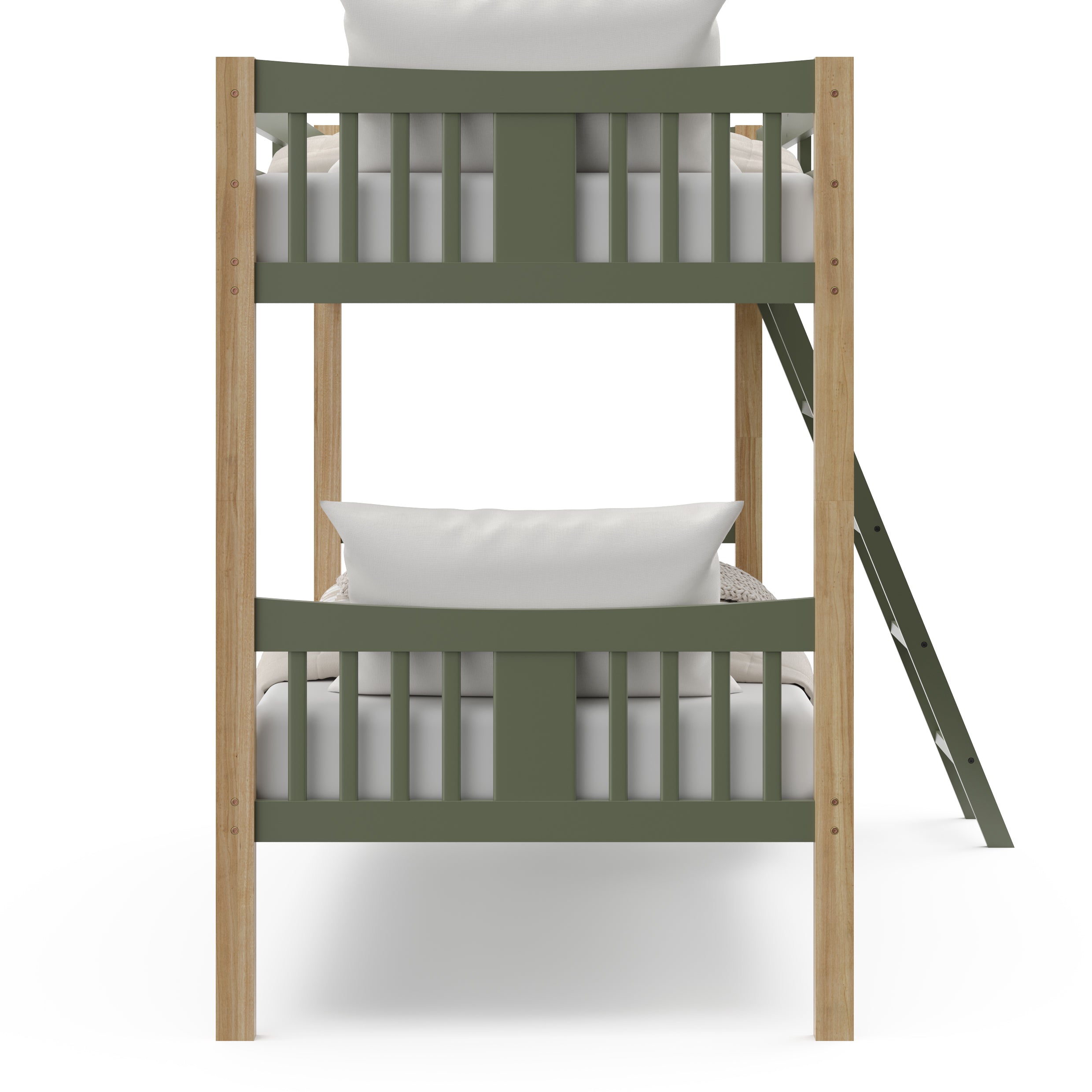 2 twin bunk bed olive side view