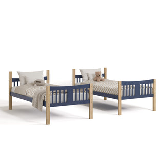 Angled view of bunk bed in two twin bed setting (Midnight Blue with Natural)