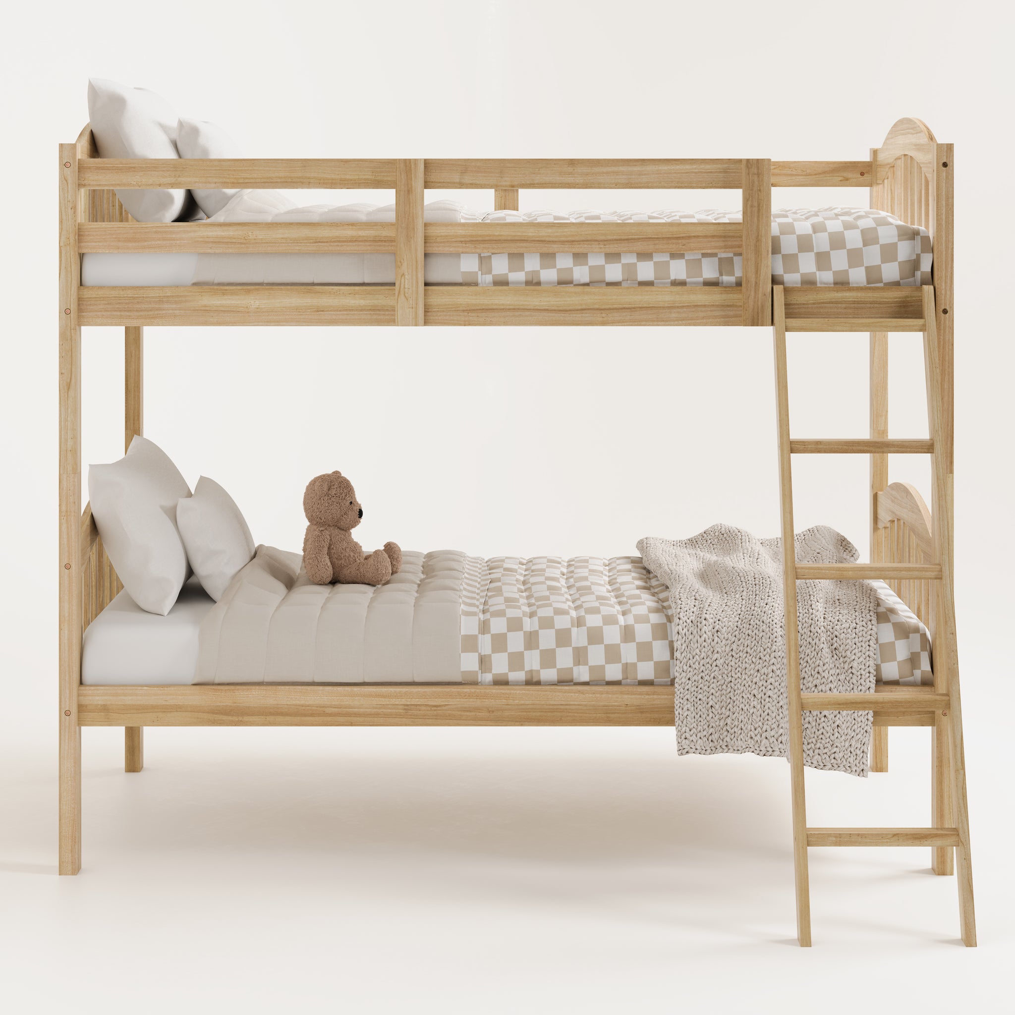 twin bunk bed front view (natural)