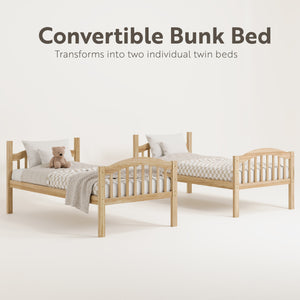 seperated twin bunk bed angled view (natural)