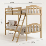 Bunk Bed (Natural) with dimensions angled view