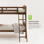 bunk bed, detail view, with GREENGUARD Gold badge (hazelnut)