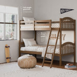 bunk bed with fixed ladder in bedroom (hazelnut)