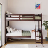 espresso bunk bed with fixed ladder in nursery 