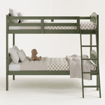 twin bunk bed front view (olive)