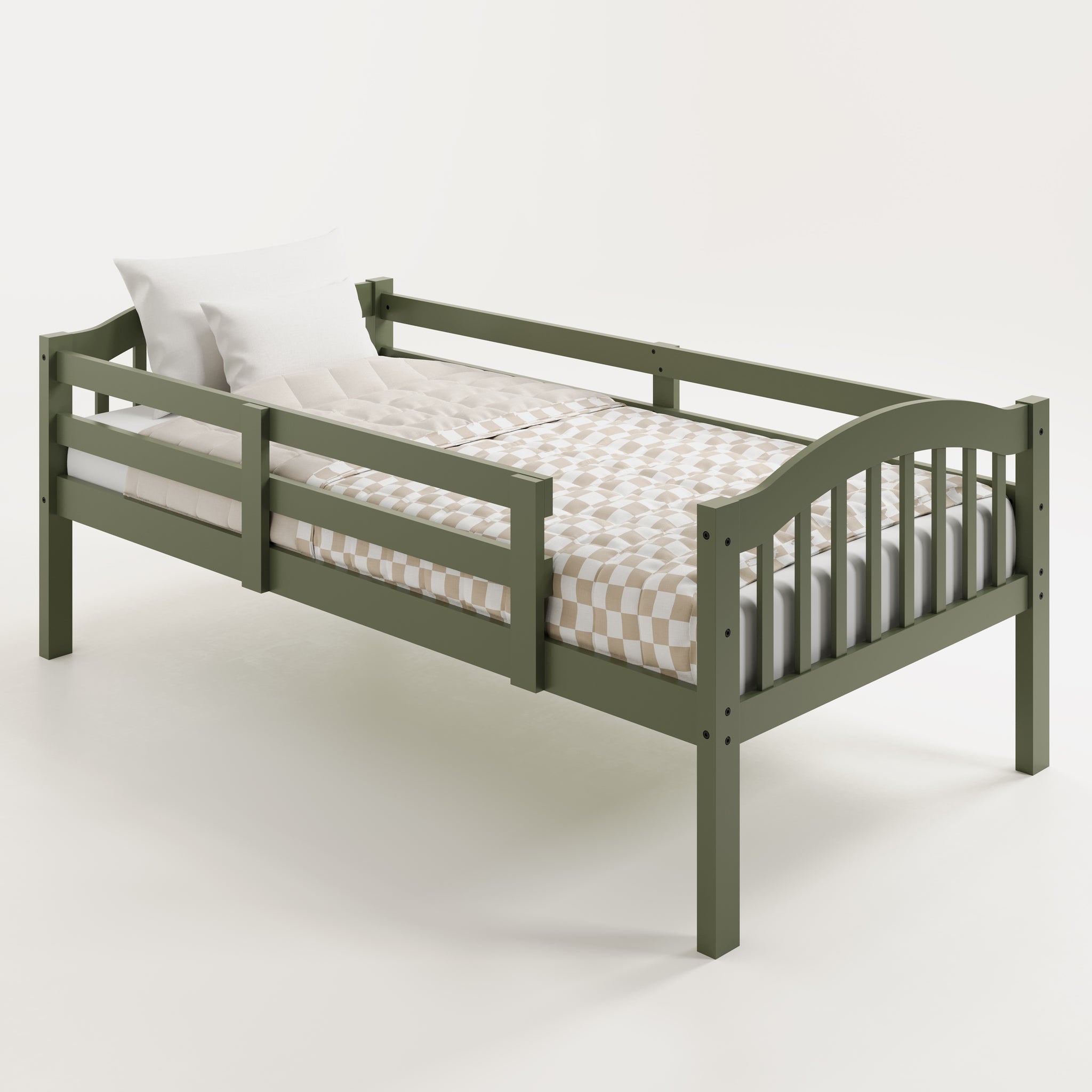 individual bunk bed angled view (olive)