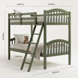 twin bunk bed angled view (olive)