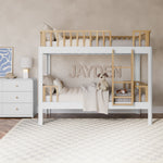 white twin bunk bed in bedroom