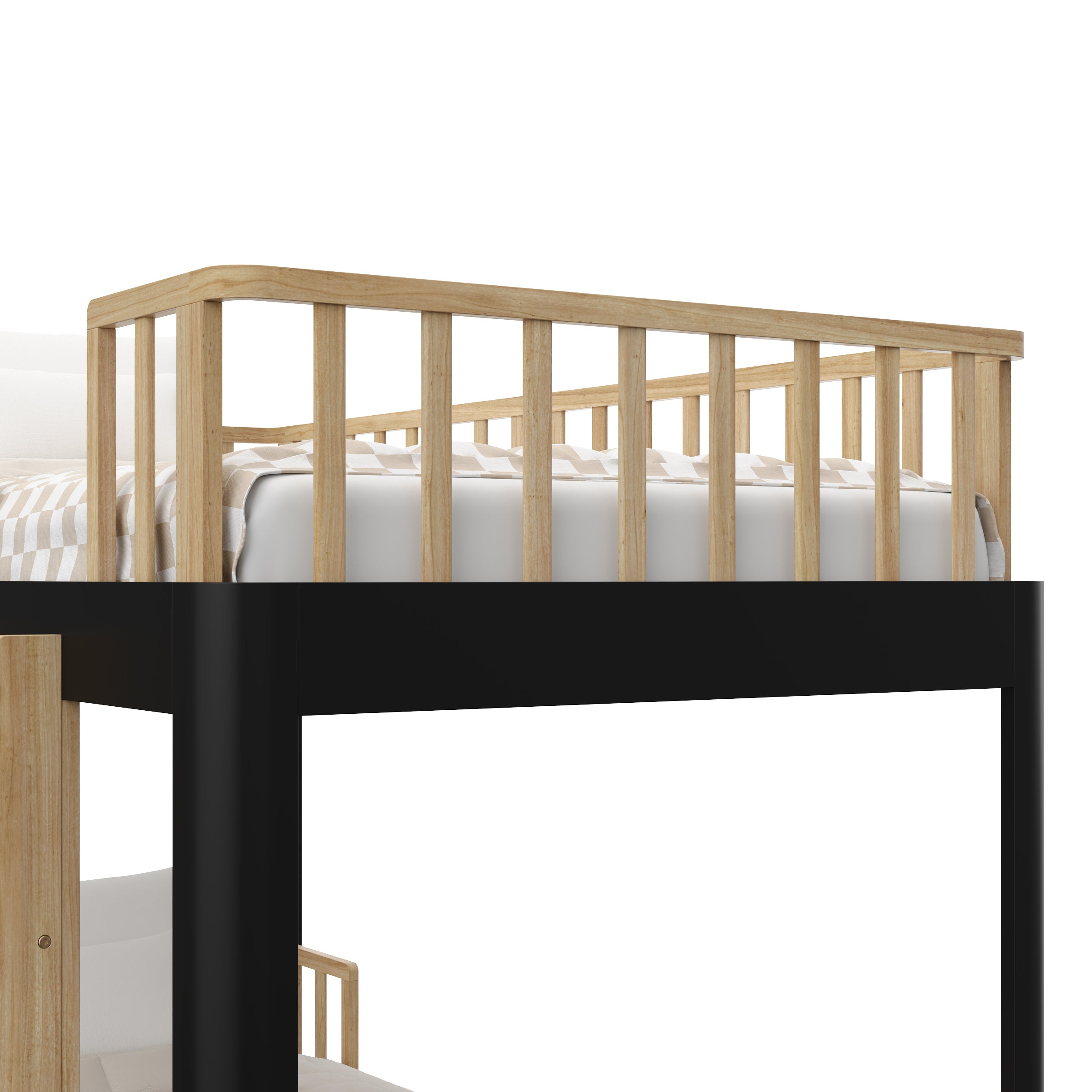 black twin bunk bed side view