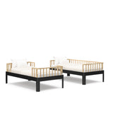 Santos twin bunk bed black and natural side by side view