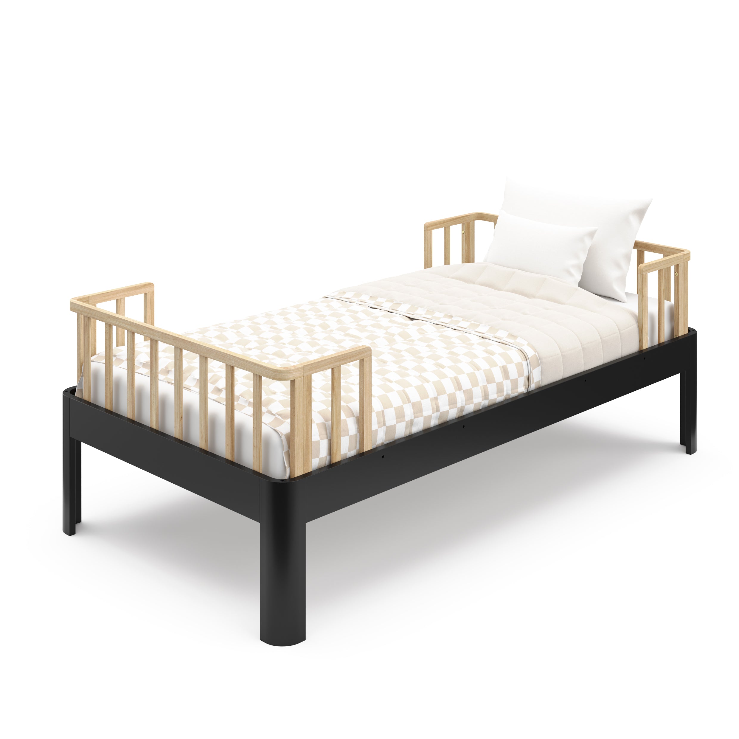 Individual Santos twin bunk bed black and natural side view