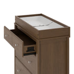 horizon 3 drawer changing chest hazelnut close up interlocking drawer view with changing pad