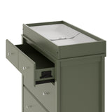 horizon 3 drawer changing chest olive close up interlocking drawer view with changing pad