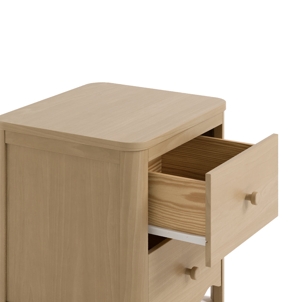 Casablanca driftwood nightstand close up view with top drawer open