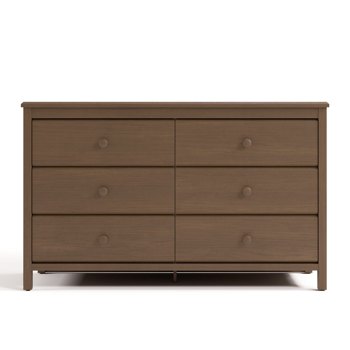 alpine 6 drawer dresser hazelnut front view