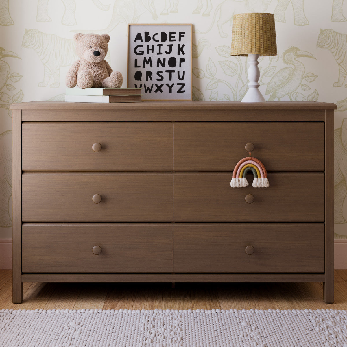 alpine 6 drawer dresser hazelnut nursery shot