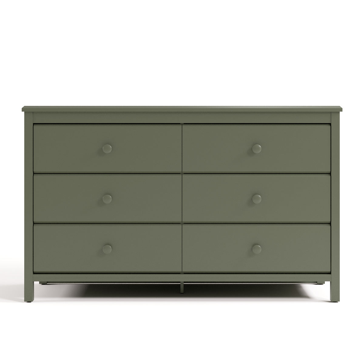 alpine 6 drawer dresser olive front view