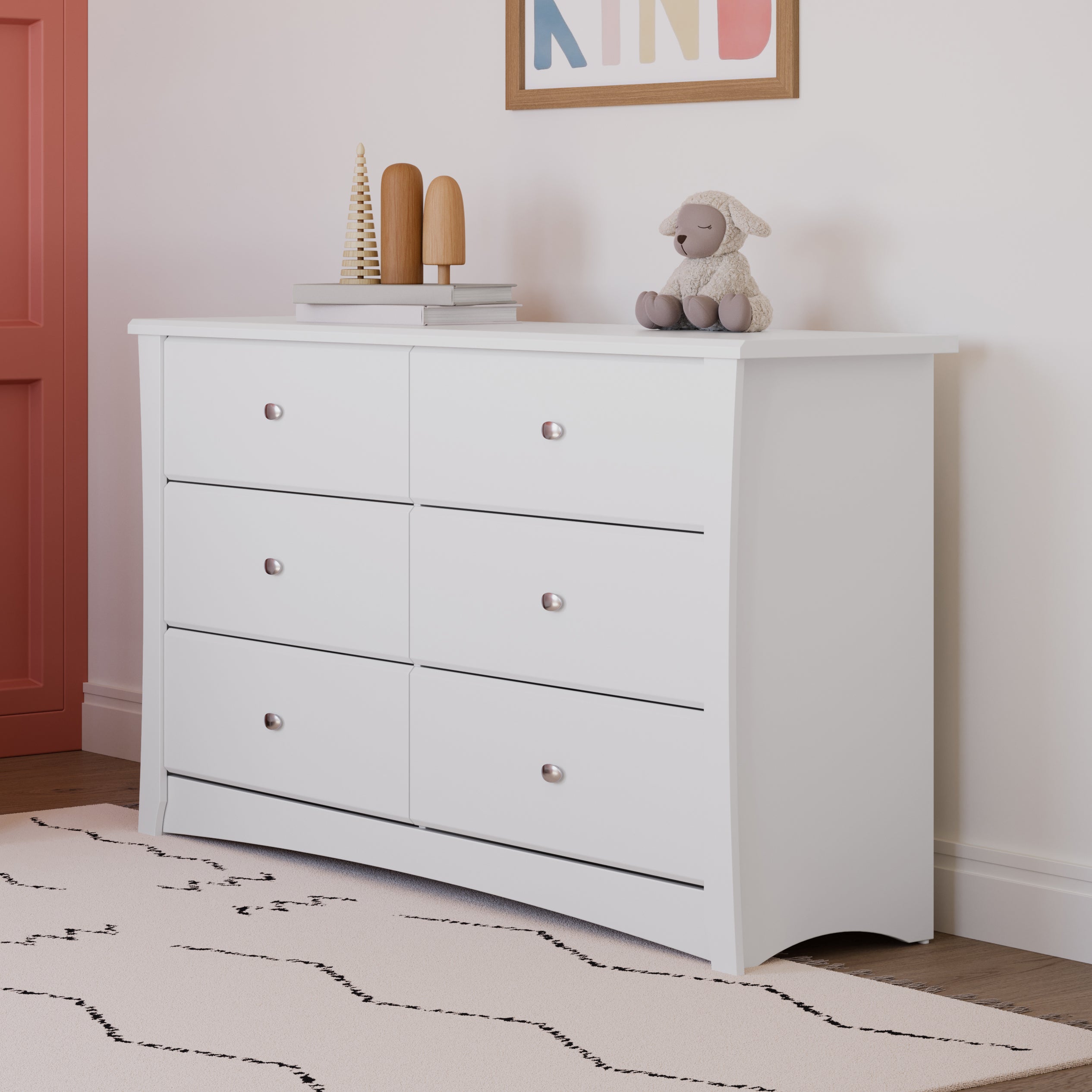 White 6 clearance drawer dresser