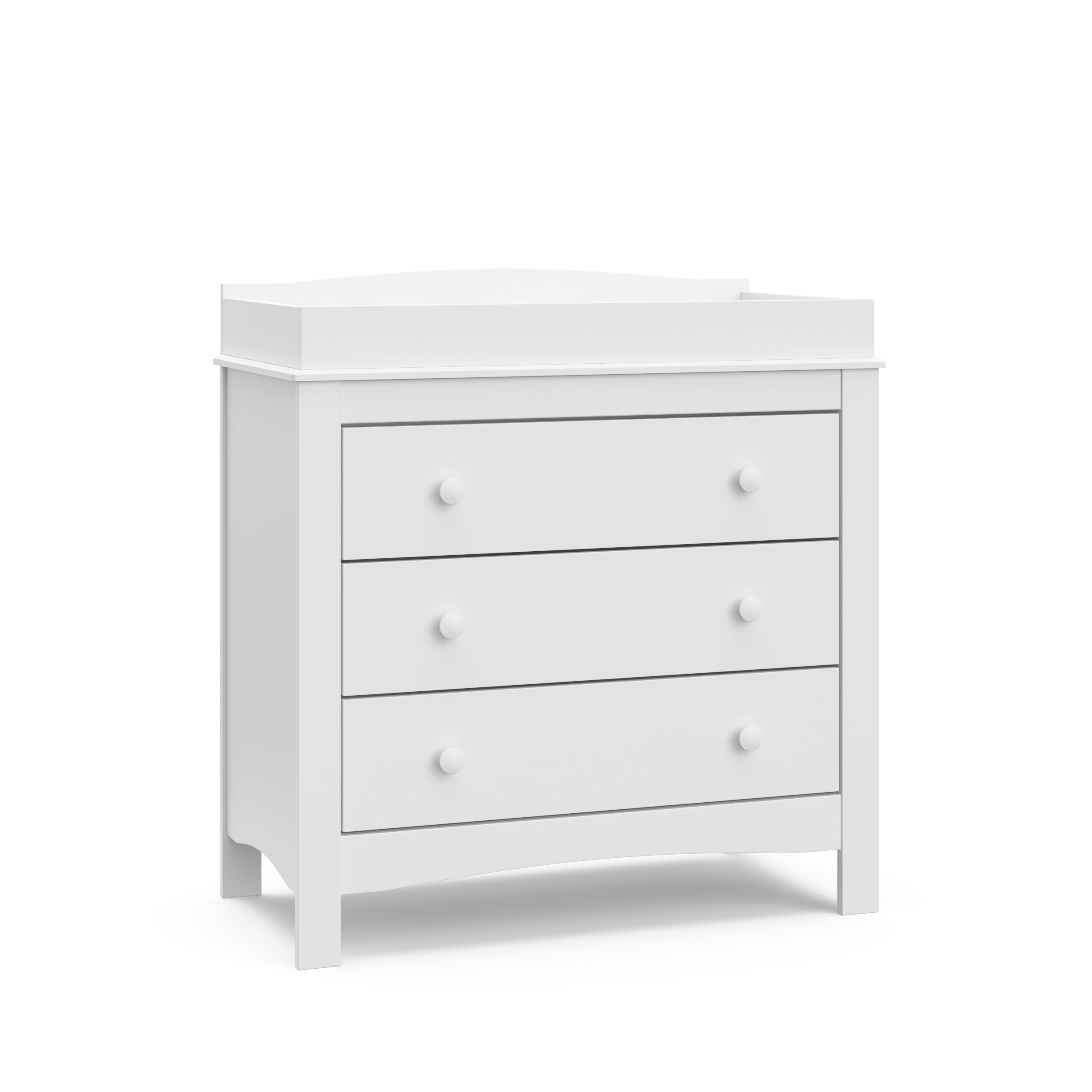 White chest of clearance drawers with change table