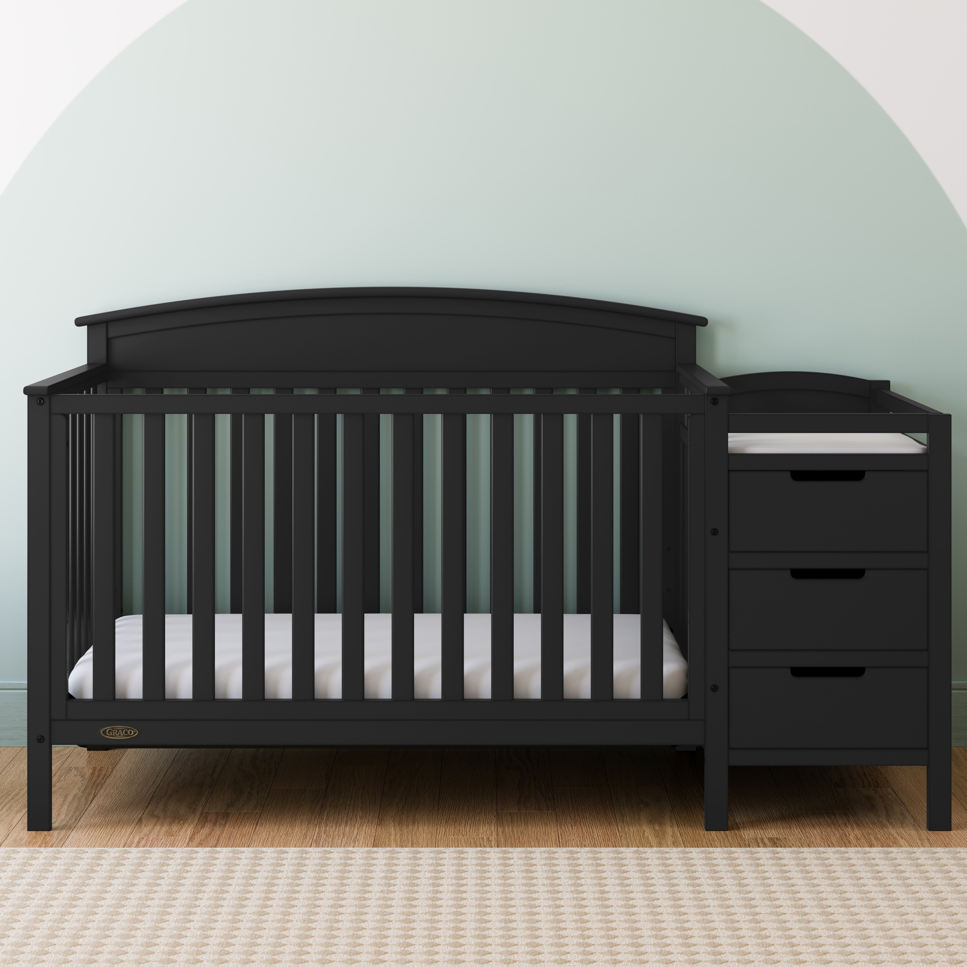 Black crib 2025 with changing table